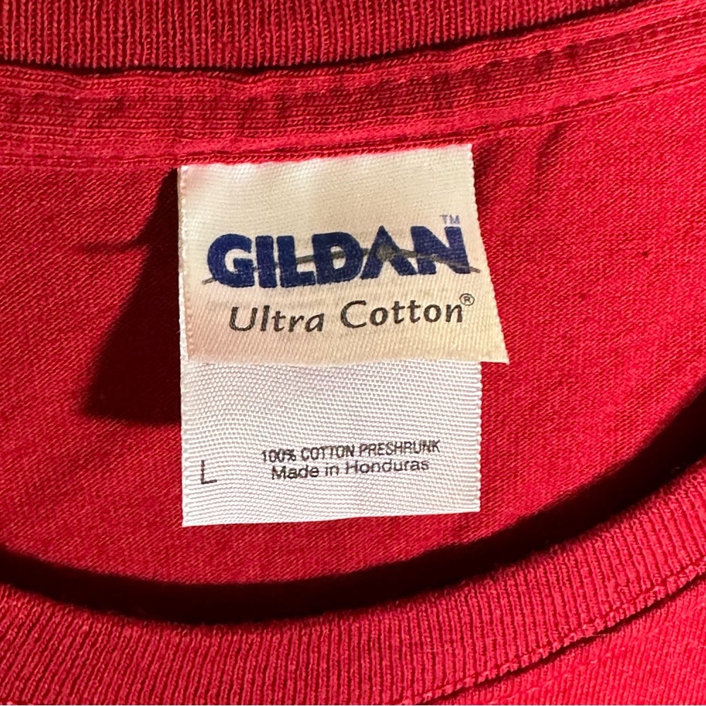 Gildan Large T-shirt Athletic Sporty Burgundy Wine Red Ultra Cotton - Picture 3 of 4